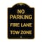 Signmission No Parking Fire Lane Tow Zone K-1645, Black & Gold Aluminum Sign, 18" x 24", BG-1824-23733 A-DES-BG-1824-23733 - alternate 1
